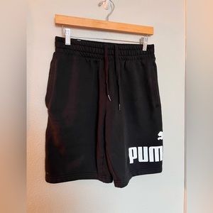 Black with white Puma logo - sweatpants shorts / sweat shorts size small